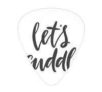 Lets Cuddle Lot de 12 médiators universels en ABS, calligraphie écrite à la main dans une police cursive jointe, sensations chaleureuses, pour guitare acoustique et électrique, gris foncé et blanc