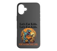 Lets Eat Kids Dinosaur Zombie Trick Treat Dinosaur English Coque pour iPhone 16 Plus