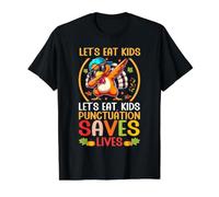 Let's Eat Kids, Professeur de Grammaire de Noël drôle pour Thanksgiving T-Shirt Graphique avec Valeur, Homme, Noir, M