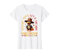 Let's Eat Kids, Professeur de Grammaire de Noël drôle pour Thanksgiving T-Shirt Graphique avec Valeur, Femme, Blanc, S