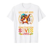 Let's Eat Kids, Professeur de Grammaire de Noël drôle pour Thanksgiving T-Shirt Graphique avec Valeur, Homme, Blanc, XL