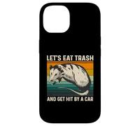 Let's Eat Trash and Get Hit by A Car Retro Vintage Opossum Coque pour iPhone 14