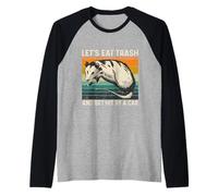 Let's Eat Trash and Get Hit by A Car Retro Vintage Opossum Manche Raglan