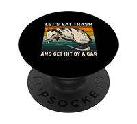 Let's Eat Trash and Get Hit by A Car Retro Vintage Opossum PopSockets PopGrip Adhésif