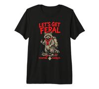 Let's Get Feral! Hiking Scout Racoon Scouting America T-Shirt Haut de Gamme