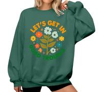 Lets Get In Good Trouble Sweatshirt Floral Graphic Shirts pour femmes, Vert, XL
