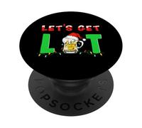 Let's Get Lit Chapeau de Père Noël à Boire Lumières de Noël Amusantes PopSockets PopGrip Adhésif