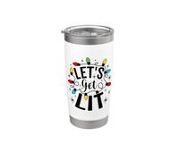 Let's Get Lit Christmas Humour Sarcastique Joyeux Noël Gobelet isotherme en acier inoxydable double paroi