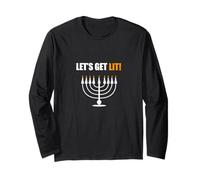 Let's Get Lit Happy Hanukkah Hanukah Juif Noël Manche Longue
