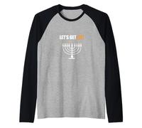 Let's Get Lit Happy Hanukkah Hanukah Juif Noël Manche Raglan