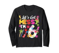 Let's Get Messy I'm 6 Year Old Bday Artist 6ème fête Artistique Manche Longue