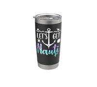 Let's Get Nauti Bachelorette Party Funny Bride Mermaid Theme Gobelet isotherme en acier inoxydable double paroi