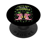 Let's Get Ready to Stumble Axolotls Party St Patrick's Day PopSockets PopGrip Adhésif