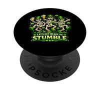 Lets Get Ready to Stumble St Patrick Dancing Skeleton PopSockets PopGrip Adhésif