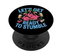 Lets Get Ready to Stumble St Patrick Day Flamants Roses PopSockets PopGrip Adhésif
