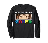 Let's Get Started Gamer Anime Eyes Pixel Gaming Manche Longue