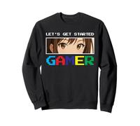 Let's Get Started Gamer Anime Eyes Pixel Gaming Sweatshirt