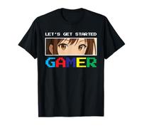 Let's Get Started Gamer Anime Eyes Pixel Gaming T-Shirt