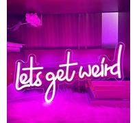 Let's Get Weird Panneau néon avec port de charge USB et interrupteur à intensité variable, lampe de nuit à suspendre pour fond mural, décoration esthétique de la pièce, 41 x 20 cm