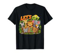 Let's Get Wild Jungle Animal Safari A Day at Zoo Party T-Shirt
