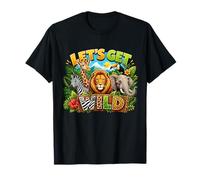 Let's Get Wild Jungle Animal Safari A Day at Zoo Party T-Shirt