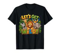 Let's Get Wild Jungle Animal Safari A Day at Zoo Party T-Shirt