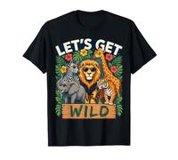 Let's Get Wild Safari Animal Graphic T-Shirt