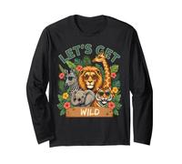 Let's Get Wild Safari Animal Jungle Wildlife Graphic Manche Longue