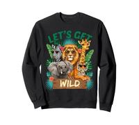 Let's Get Wild Safari Animals Graphique Zoo Fantaisie Sweatshirt