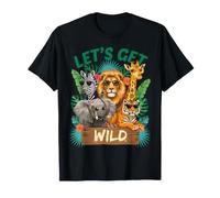 Let's Get Wild Safari Animals Graphique Zoo Fantaisie T-Shirt