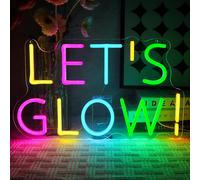 Let's Glow - Panneau néon à LED - Panneau USB - Pour anniversaire, chambre à coucher, salle de jeux, maison, bar, boutique, club, magasin, pub