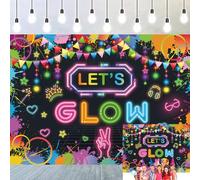 Let's Glow Toile de fond pour fête d'anniversaire Motif graffiti coloré style hip-hop disco années 80 et 90 pour adultes et enfants (2,1 x 1,5 m)