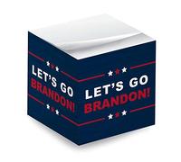 Let's Go Brandon Bloc de 600 feuilles de 7 cm avec impression sur 4 côtés - Humour politique - Fabriqué aux États-Unis