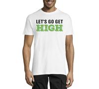 Let's Go Get High Lover Slogan Crew Neck Cotton Homme T-Shirt Blanc, blanc, 3XL