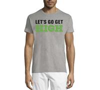 Let's Go Get High Lover Slogan Crew Neck Cotton Men's T-Shirt Gris, gris, S