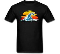 Let's Go! Group Surfer Tee Shirt Great Wave Sunset Print Man Cool Mens T Shirt Short Sleeve Art Design Top Cotton Fabric Manches Courtes(X-Large)