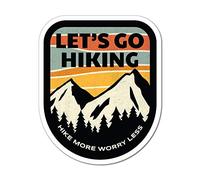 Lets Go Hiking Sticker Decal Hike More Worry Less Vintage