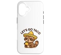 Let's Go Taco Cute Kawaii Raton laveur tenant un taco graphique Coque pour iPhone 16