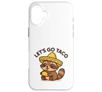 Let's Go Taco Cute Kawaii Raton laveur tenant un taco graphique Coque pour iPhone 16 Plus