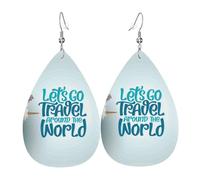 Let's go Travel Around the World Boucles d'oreilles en cuir coloré en forme de goutte d'eau pour femme