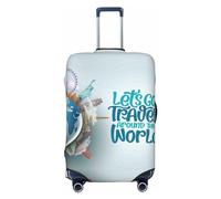 Let's Go Travel Around the World Housses de protection élastiques pour bagages de 45,7 à 81,3 cm, noir, L