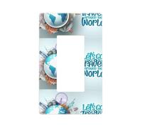 Let's go Travel Around the World Plaques murales sans vis Taille standard 11,7 x 7,1 cm, cache-prise pour interrupteur décoratif en polycarbonate thermoplastique