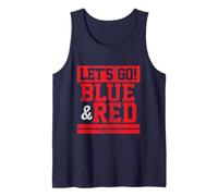 Let's Go Vintage Game Day Couleurs préférées Bleu et Rouge Débardeur