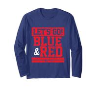 Let's Go Vintage Game Day Couleurs préférées Bleu et Rouge Manche Longue