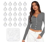 Let'S In Style 25 bouton Rond de 0.47 pouces en Fausses Perles Boutons Ronds en Perles Blanches avec Tige en Métal Argenté Remplacement du Capuchon Blanc pour les Travaux Manuels la Bijouterie