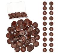 Let'S In Style 50 bouton en Bois à 2 trous Boutons Décoratifs Ronds en Bois de 25mm /1 pouces Ornement Fait Main Accessoire Classique Poli pour la Couture de Chemises et de Taies D'Oreiller