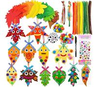 Lets Joy 36PCS Autocollants en Feuille d'érable, Loisirs Créatifs d'automne et d'hiver pour Enfants, Feuille Mousse Stickers, Kits de Feuille d'automne pour Enfants, Décorations de Fête Artisanat