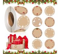 Lets Joy 500 Pièces Autocollant en Papier Kraft, Gommettes Noël, Autocollants de Noël Ronds, Noël Etiquettes Rondes Autocollantes, Noël Autocollants, DIY Cadeaux Enveloppes Emballage Cadeau