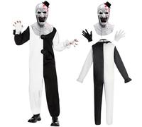 Lets Joy Costume de Terrifier pour Adulte, Terrifie Combinaisonde Cosplay Clown, Costume de Clown Terrificateur avec Masque de Gants, Terrifier, Carnaval Halloween Vêtements D'horreur (XXL)