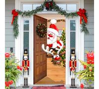 Lets Joy Couverture de Porte de Noël, 90 x 200cm Porche de Noël Bannière, Joyeux Noël Porte Bannière pour Noël, Décorations de Fête de Porche de Noël Bannière Decoration Exterieur (B)